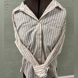 Love Tree Beige and White Striped Shirt